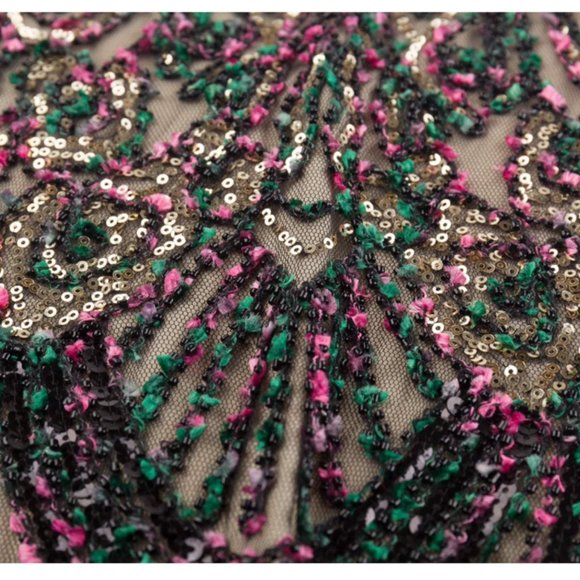 NWT rainbow sequin beaded deco flapper dress - Picture 7 of 8